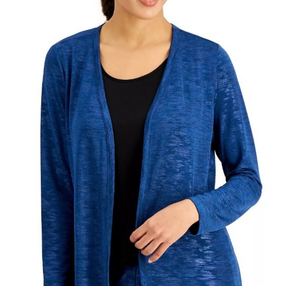 NWT JM COLLECTION Petite Foil Space-Dyed Lounge Cardigan PM